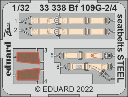 1/32 Bf 109G-2/4 seatbelts STEEL (REV)