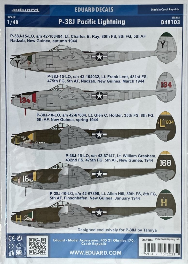 1/48 Decals P-38J Pacific Lightning (TAM)