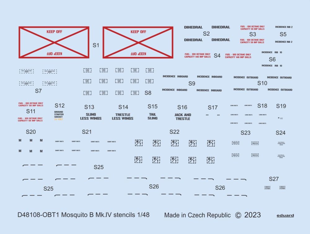 1/48 Decals Mosquito B Mk.IV stencils (TAM/REV)