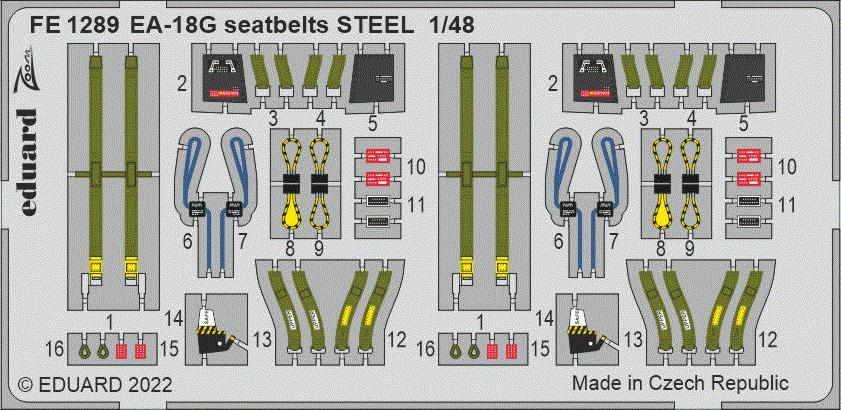 1/48 EA-18G seatbelts STEEL (MENG)