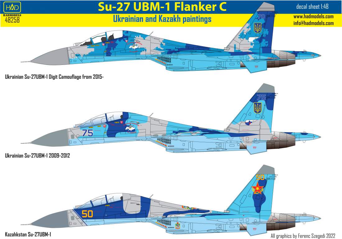 1/48 Decal Su-27 UBM-1 Flanker C (UA & KZ camo)