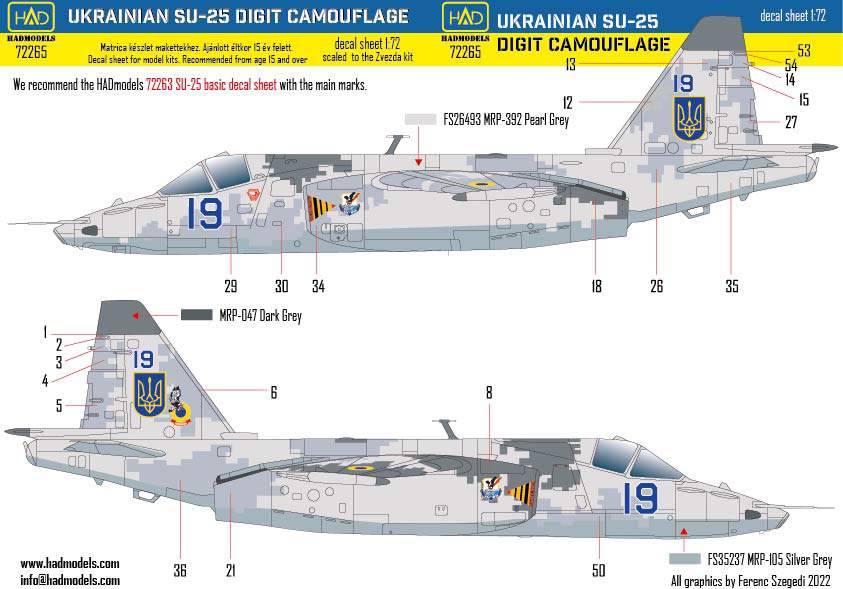 1/72 Decal Su-25 Ukrainian Digit Camouflage Part 2