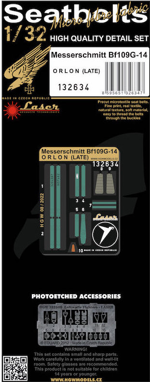 1/32 Seatbelts Bf 109G-14 Orlon late (laser)