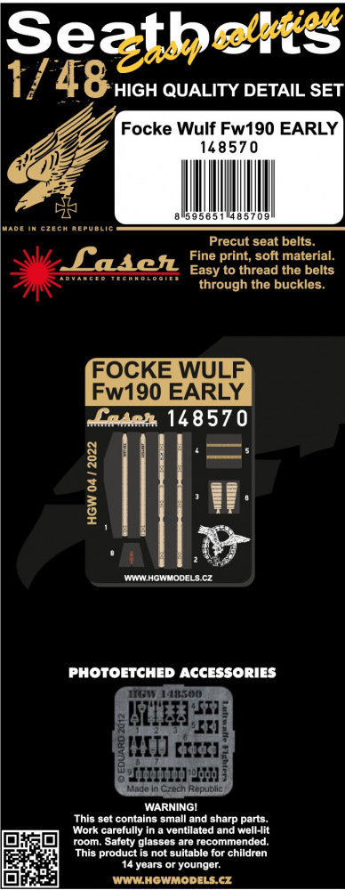 1/48 Seatbelts Focke Wulf Fw190 early (laser)