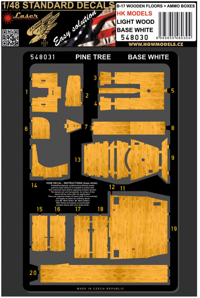 1/48 B-17 Wooden Floors&Ammo Boxes Lt.Wood,B.White