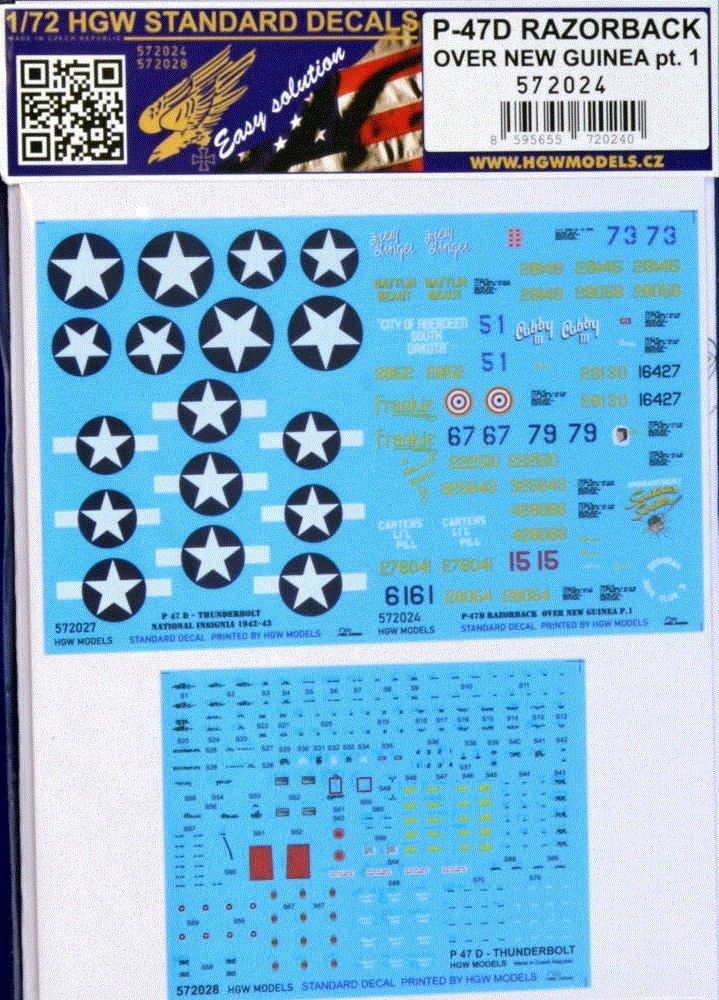 1/72 Decals P-47D Razorback over N.Guinea Pt.1