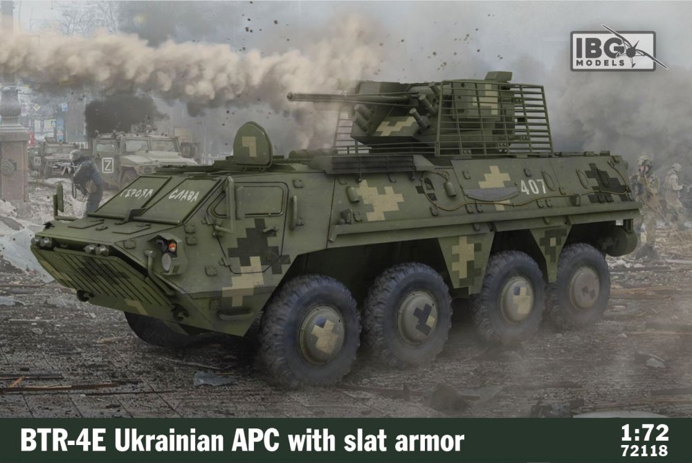 1/72 BTR-4E Ukrainian APC with slat armor