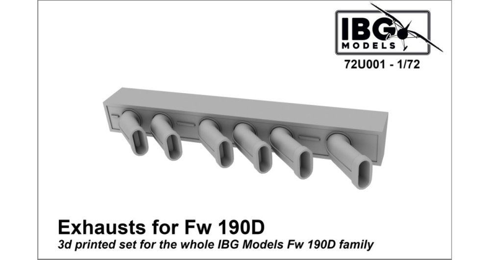 1/72 Exhausts for Fw 190D - 3D Printed Upgrade set