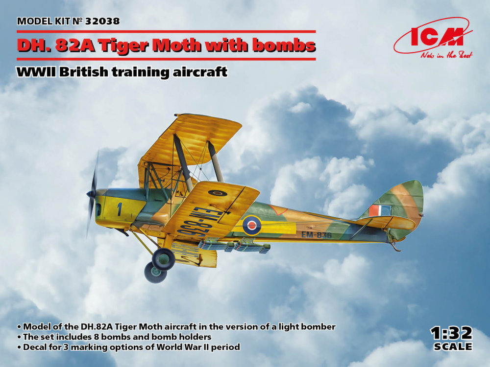 1/32 DH.82A Tiger Moth w/ bombs British Trainer