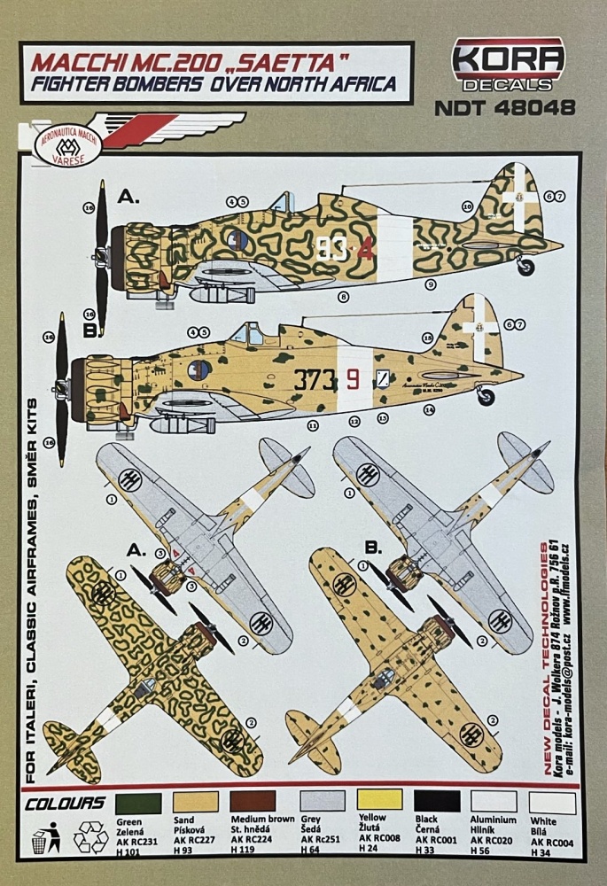 1/48 Decals MC.200 Fighter Bombers over N.Africa