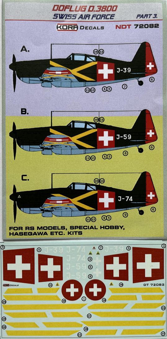 1/72 Decals Doflug D.3800 Swiss Air Force Part 3