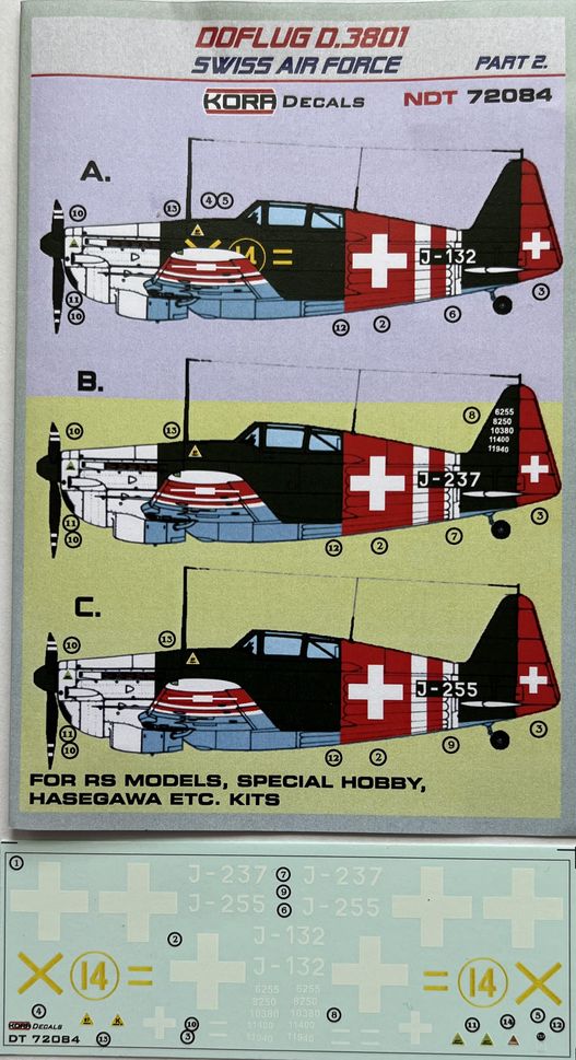 1/72 Decals Doflug D.3801 Swiss Air Force Part 2