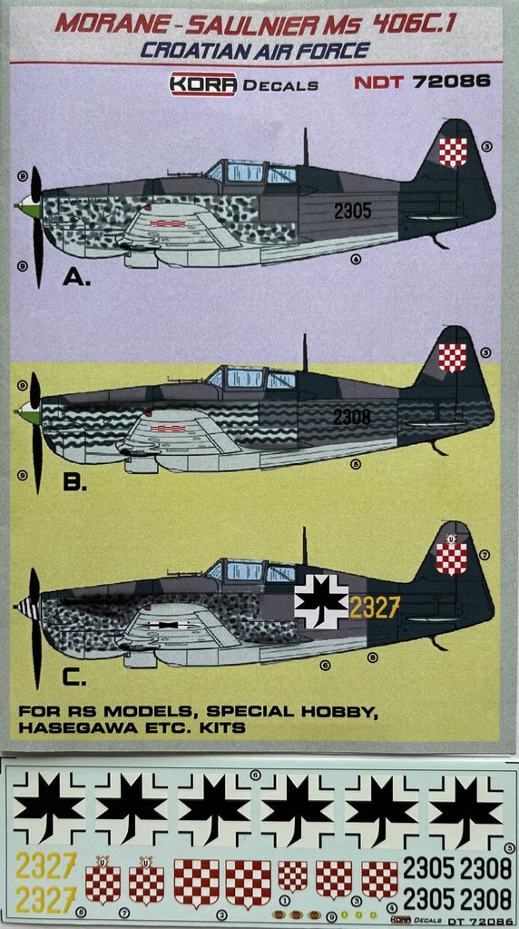 1/72 Decals MS 406C.1 Croatian Air Force