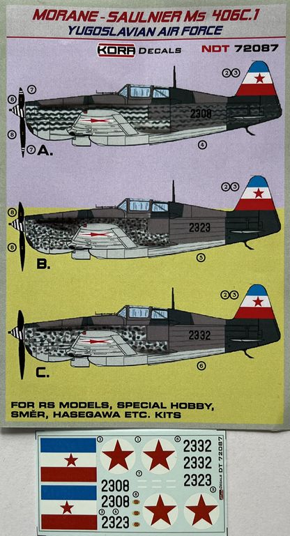 1/72 Decals MS 406C.1 Yugoslavian Air Force