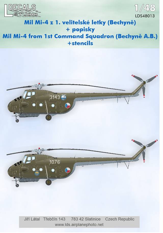 1/48 Decals Mi-4 1st Command Sqdr. & stencils