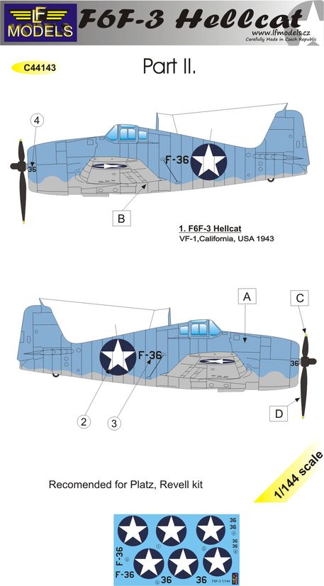 1/144 Decals F6F-3 Hellcat (PLATZ/REV) Pt.II 