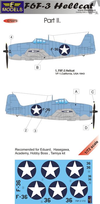 1/72 Decals F6F-3 Hellcat (EDU/HAS/ACA/TAM) Pt.II