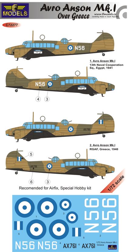 1/72 Decals Avro Anson Mk.I over Greece