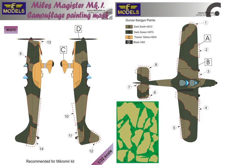 1/32 Mask Miles Magister Mk.I Camouflage painting