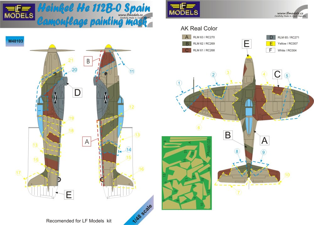 1/48 Mask He 112B-0 Spain Camouflage paint. (LF)