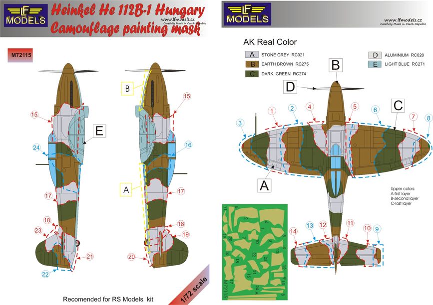 1/72 Mask He 112B-1 Hungary Camouflage paint. (RS)