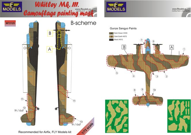 1/72 Mask Whitley Mk.III Camoufl.painting B-scheme