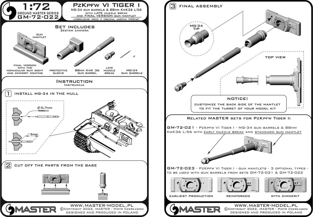 1/72 PzKpfw VI Tiger I MG-34&88mm KwK36 L/56 late