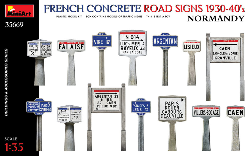 1/35 French Concrete Road Signs,Normandy 1930-40's