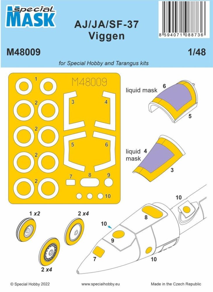 1/48 Mask for AJ/JA/SF-37 Viggen (SPH/TARA)