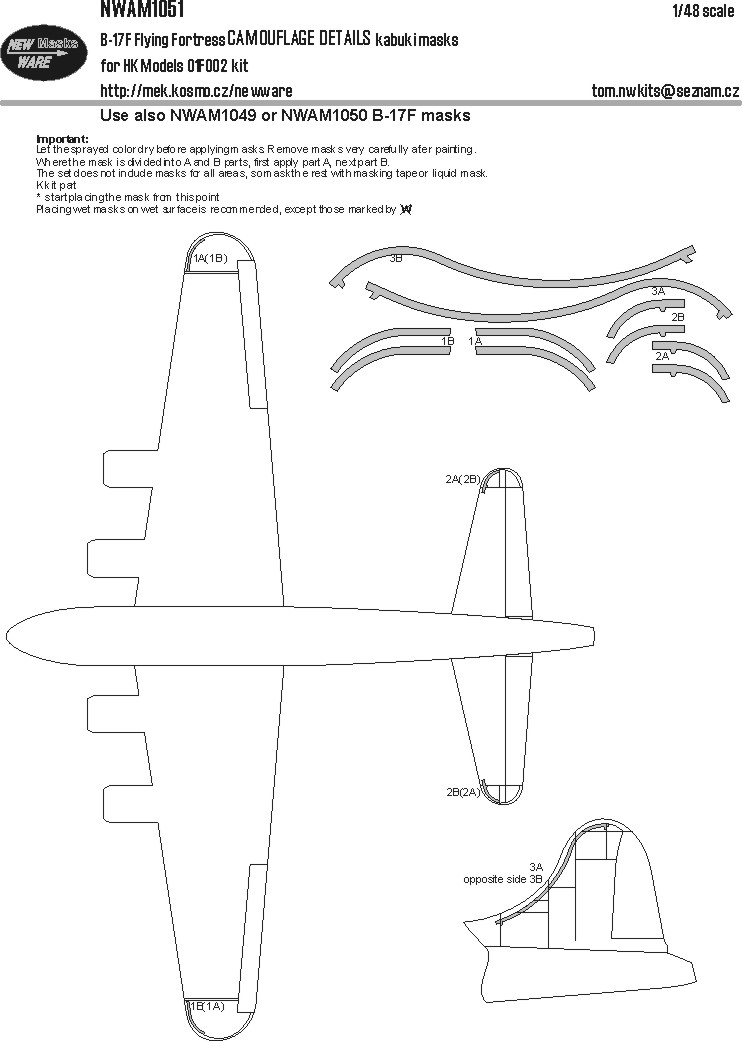 1/48 Mask B-17F Flying Fortress CAMOUFL. (HK MOD.)
