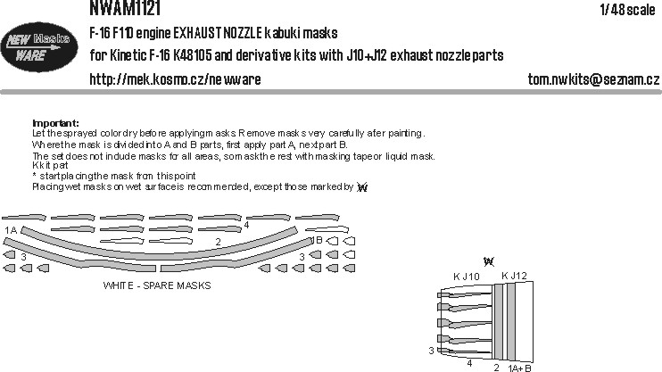 1/48 Mask F-16 F110 engine EXHAUST NOZZLE (KIN)