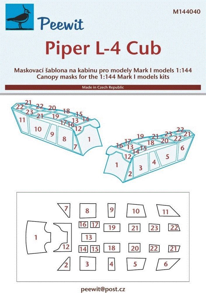 1/144 Canopy mask Piper L-4 Cub (MARK I)