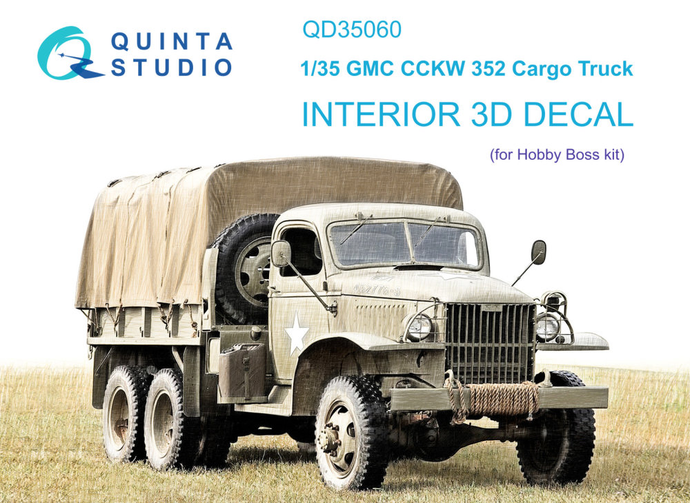 1/35 GMC CCKW 352 Cargo Truck 3D-Print.&col.Inter.