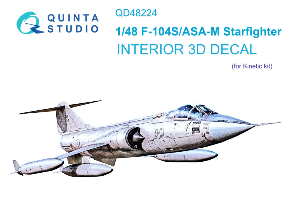 1/48 F-104S/ASA-M 3D-Printed & col.Interior (KIN)