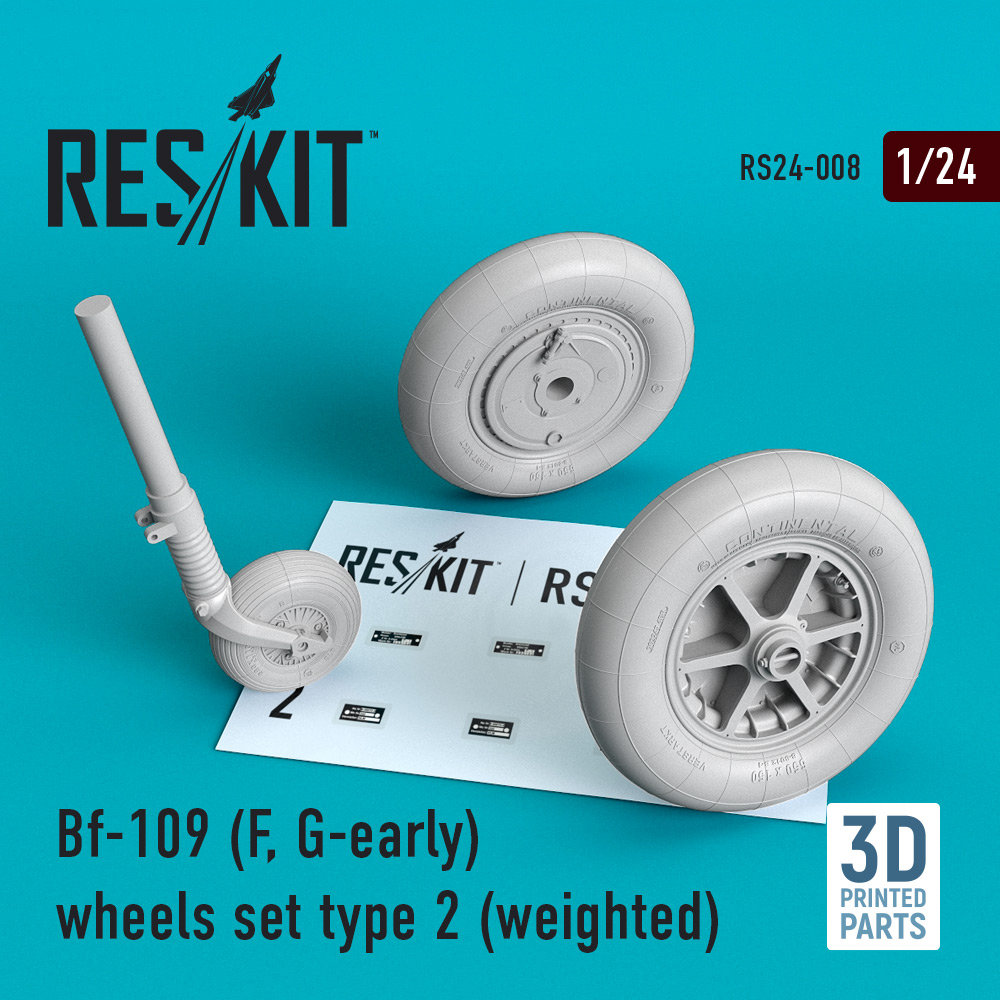 1/24 Bf-109 (F, G-early) wheels type 2 (weighted)