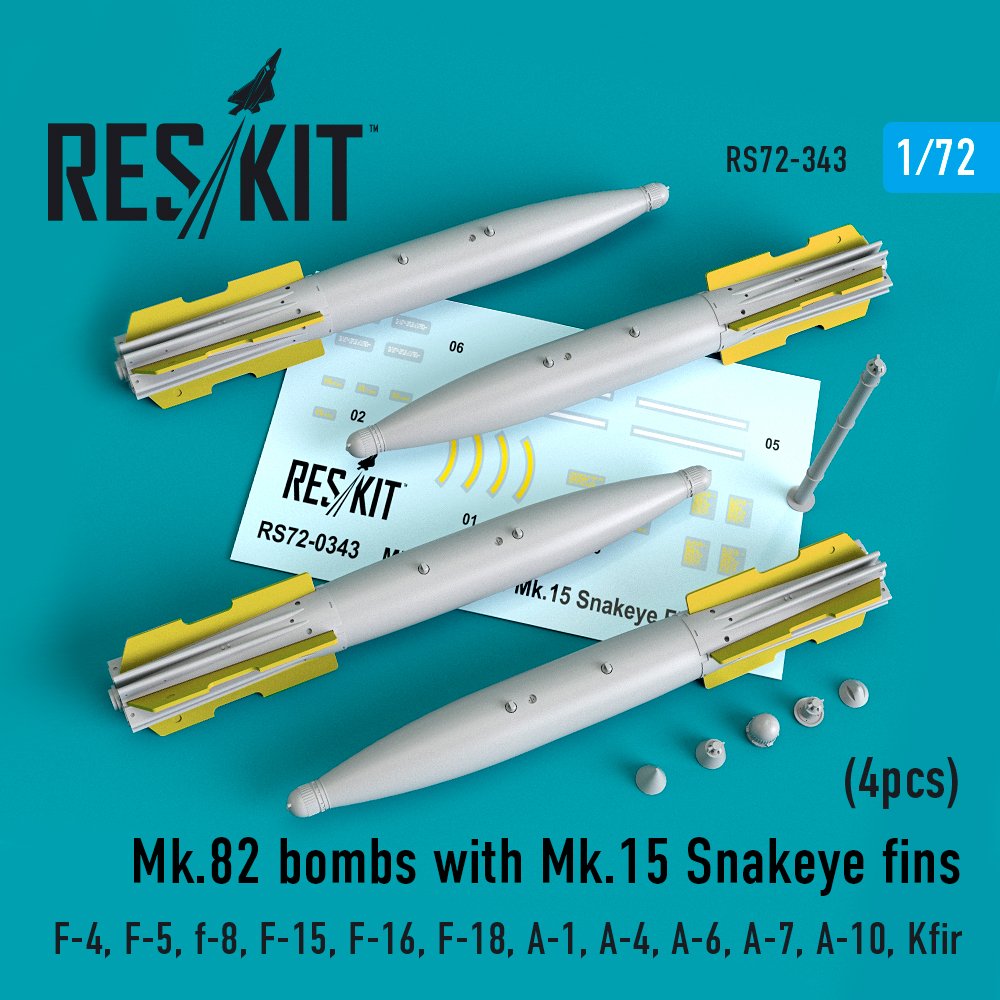 1/72 Mk.82 bombs w/ Mk.15 Snakeye fins (4 pcs.)