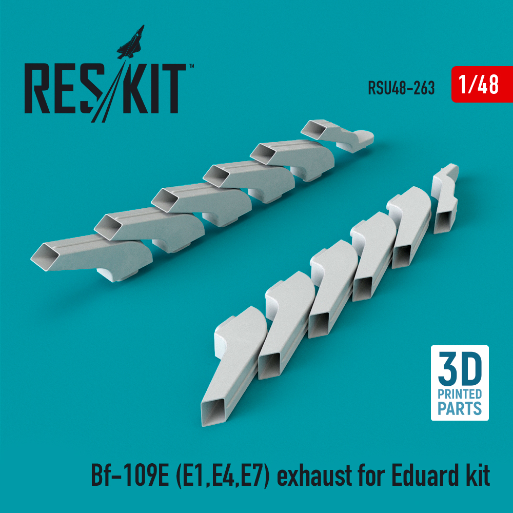 1/48 Bf-109E (E1,E4,E7) exhaust (EDU) 3D-Print