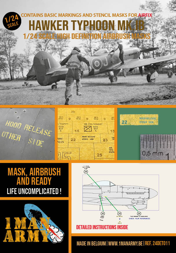 1/24 Hawker Typhoon Mk.IB Airbrush paint mask 