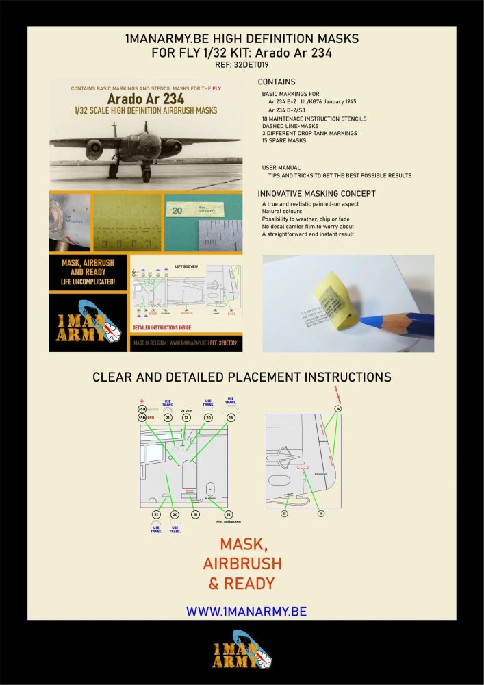 1/32 Arado Ar 234 Airbrush paint mask 