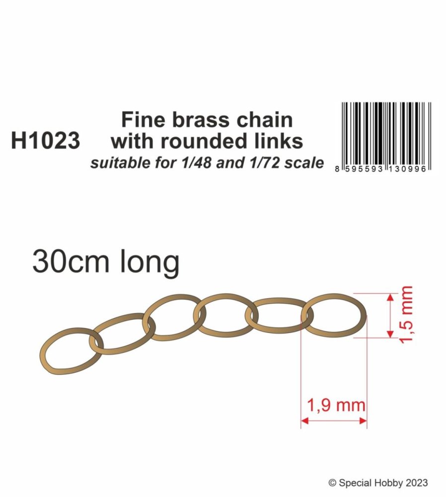 Fine brass chain w/ rounded links - 1/48 & 1/72