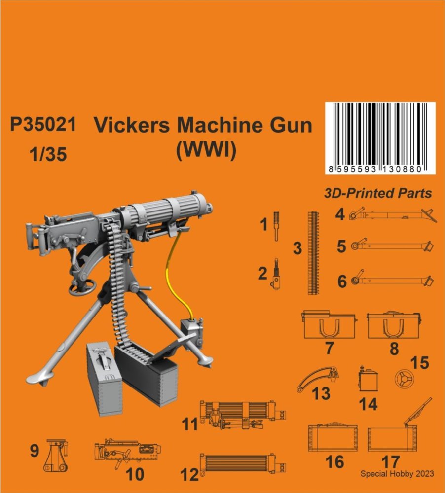 1/35 Vickers Machine Gun, WWI (3D-Print)