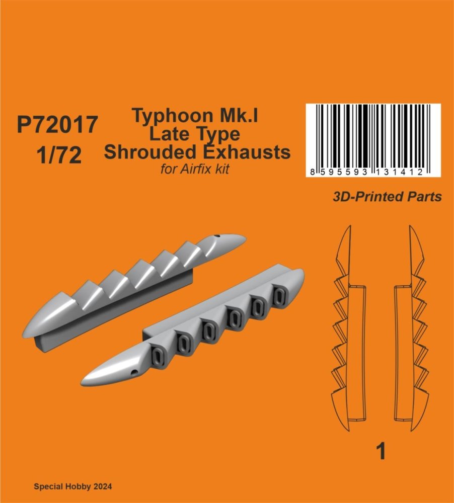 1/72 Typhoon Mk.I Late Shrouded Exhausts (3D-Pr.)