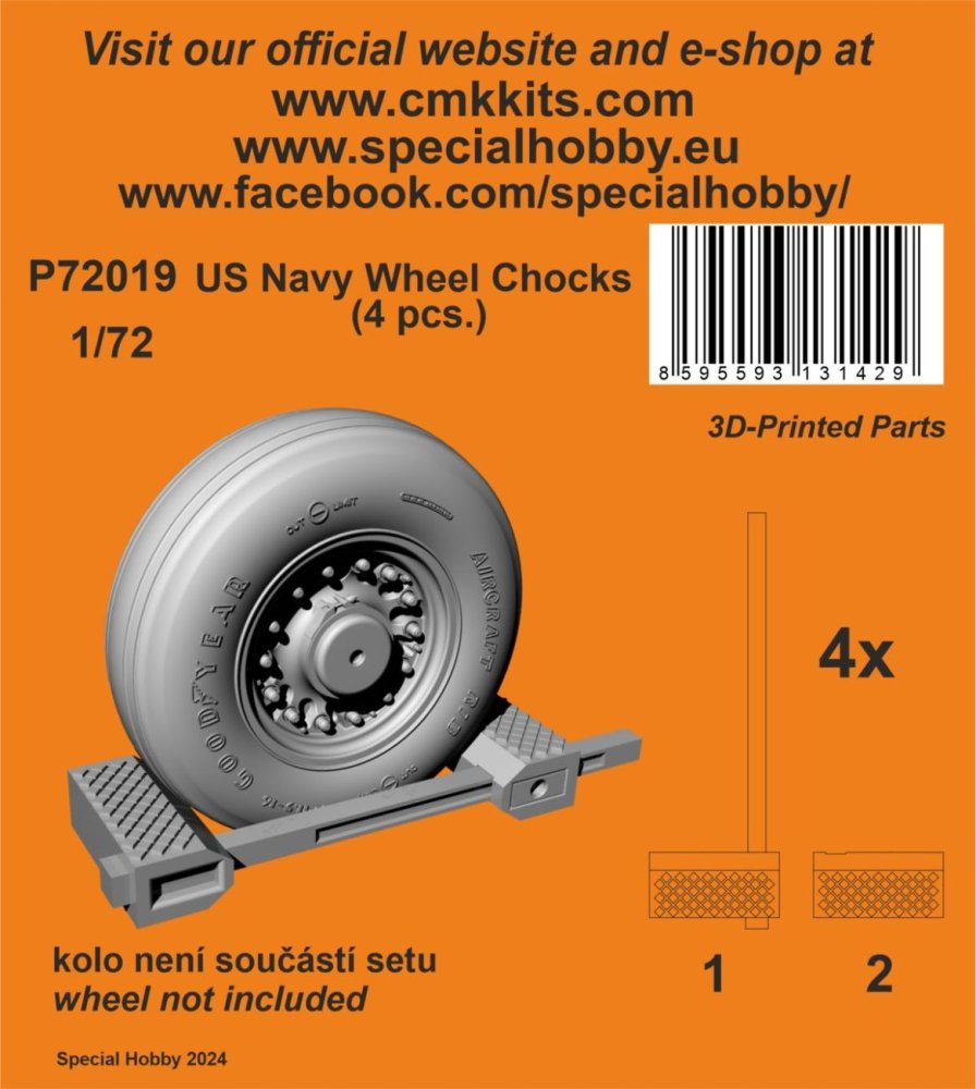 1/72 US Navy Wheel Chocks (4 pcs.) 3D Printed