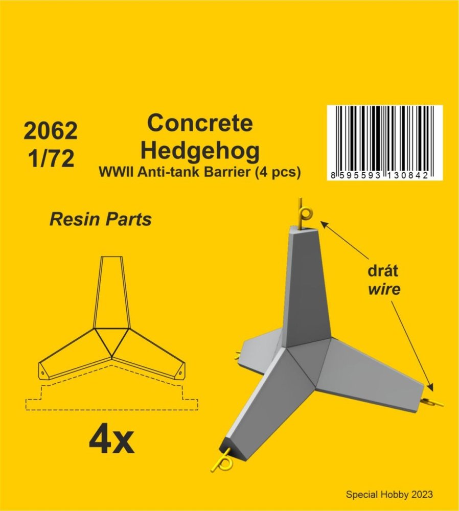 1/72 Concrete Hedgehog Anti-tank Barrier (4 pcs.)