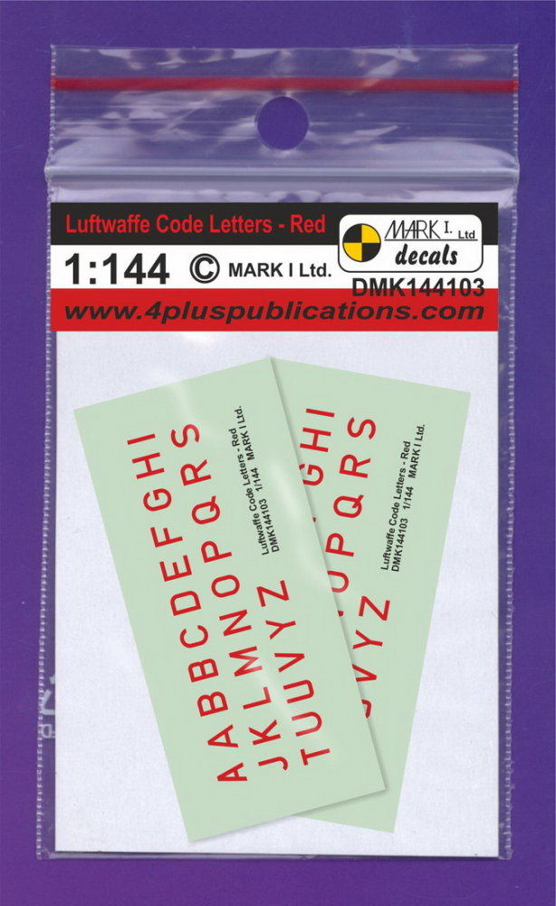 1/144 Decals Luftwaffe Code Letters Red (2 sets)