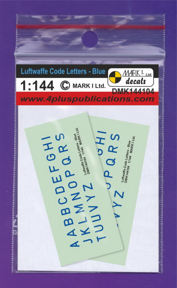 1/144 Decals Luftwaffe Code Letters Blue (2 sets)