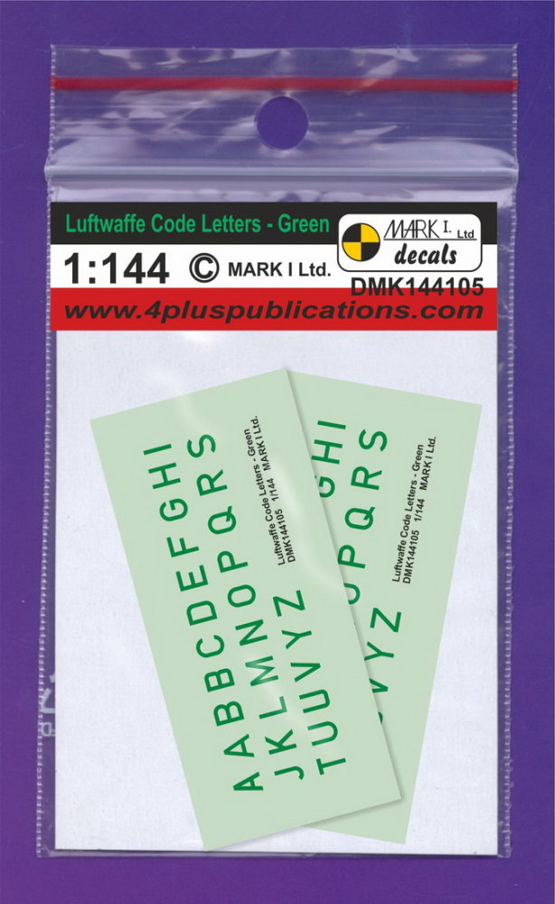 1/144 Decals Luftwaffe Code Letters Green (2 sets)