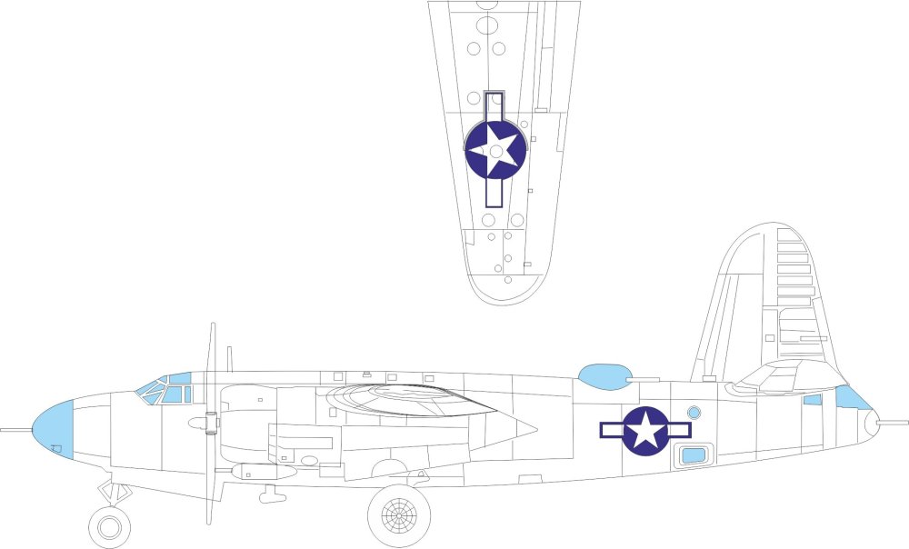 Mask 1/48 B-26B Marauder national insignia (ICM)