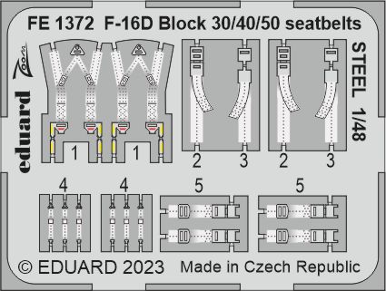1/48 F-16D Block 30/40/50 seatbelts STEEL (KIN)