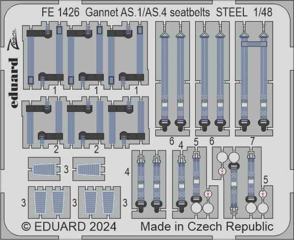 1/48 Gannet AS.1/AS.4 seatbelts STEEL (AIRF)